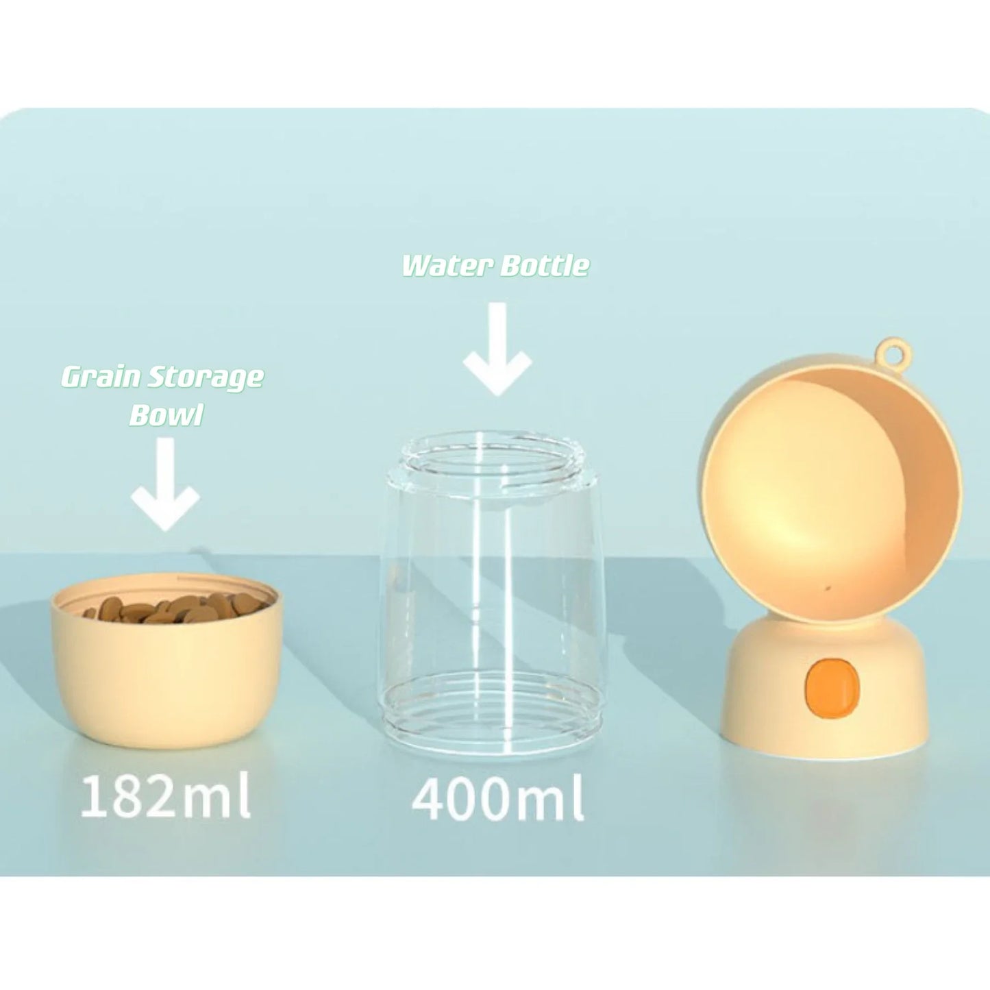 Dog Water Bottle with Food Container Portable Pet Water Bottle Leakproof Suitable for Pets.
