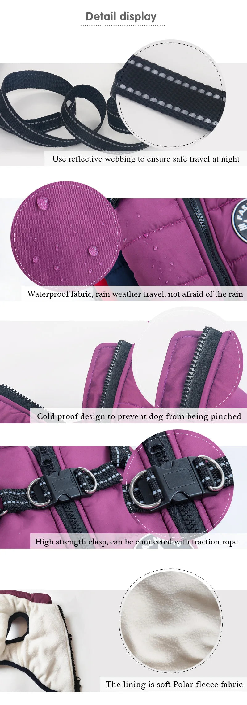 Winter Dog Clothes For Small Dogs Warm Fleece Large Dog Jacket Waterproof Pet Coat With Harness Chihuahua Clothing Puppy Costume