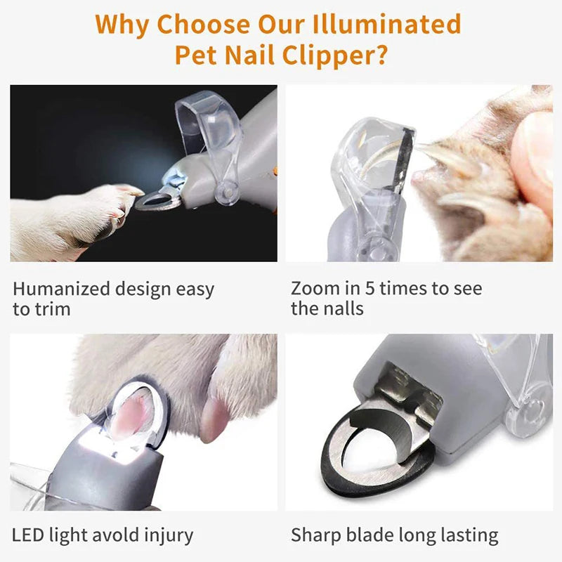 Professional Pet Nail Clipper Scissors with LED Light.