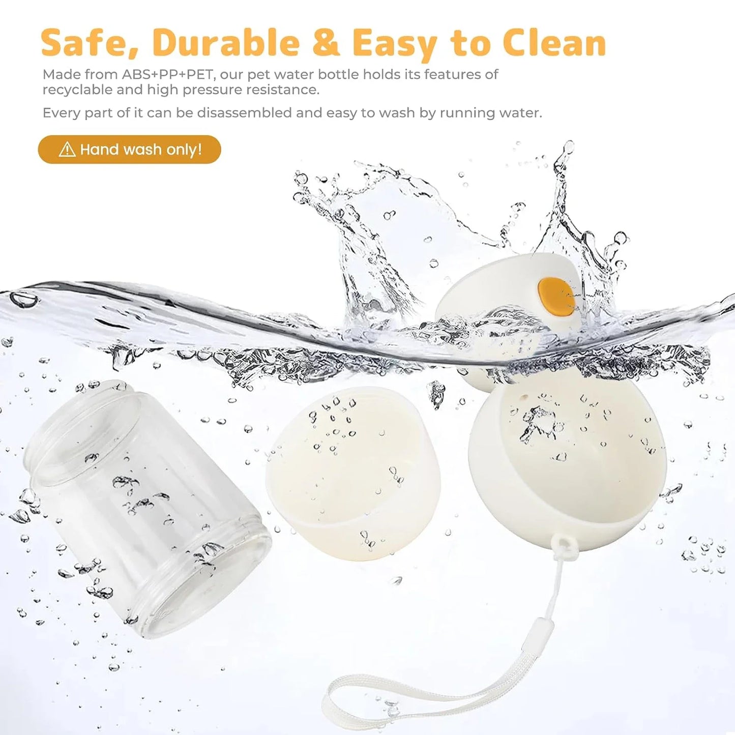 Dog Water Bottle with Food Container Portable Pet Water Bottle Leakproof Suitable for Pets.