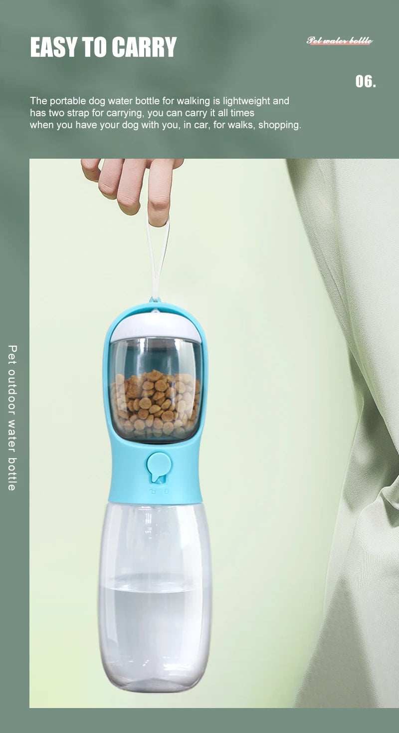 2 in 1 Portable Pet Dog Water and Food Bottle for Walking Feeder for Dogs Drinking Bottle