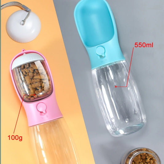 2 in 1 Portable Pet Dog Water and Food Bottle for Walking Feeder for Dogs Drinking Bottle