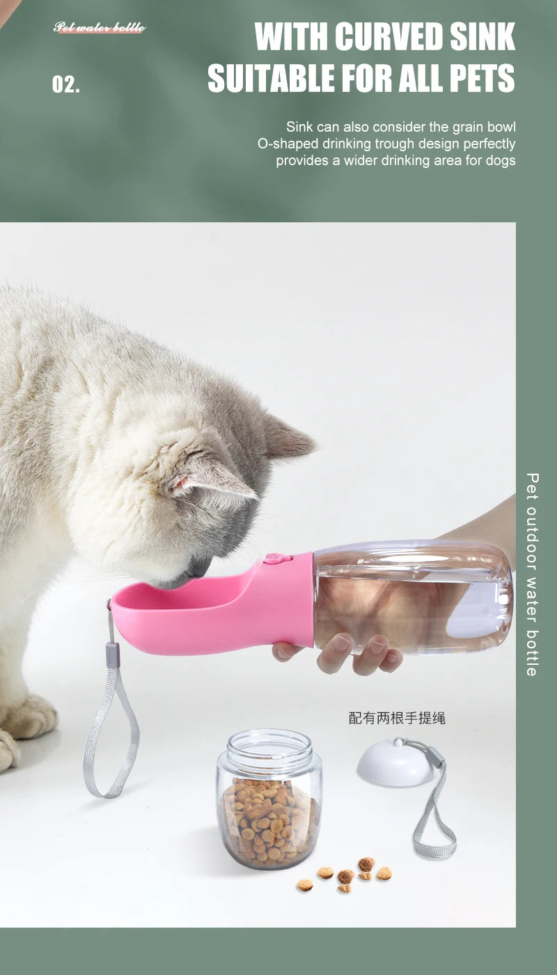 2 in 1 Portable Pet Dog Water and Food Bottle for Walking Feeder for Dogs Drinking Bottle