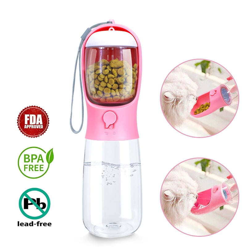 2 in 1 Portable Pet Dog Water and Food Bottle for Walking Feeder for Dogs Drinking Bottle