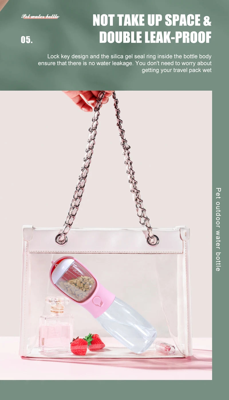 2 in 1 Portable Pet Dog Water and Food Bottle for Walking Feeder for Dogs Drinking Bottle