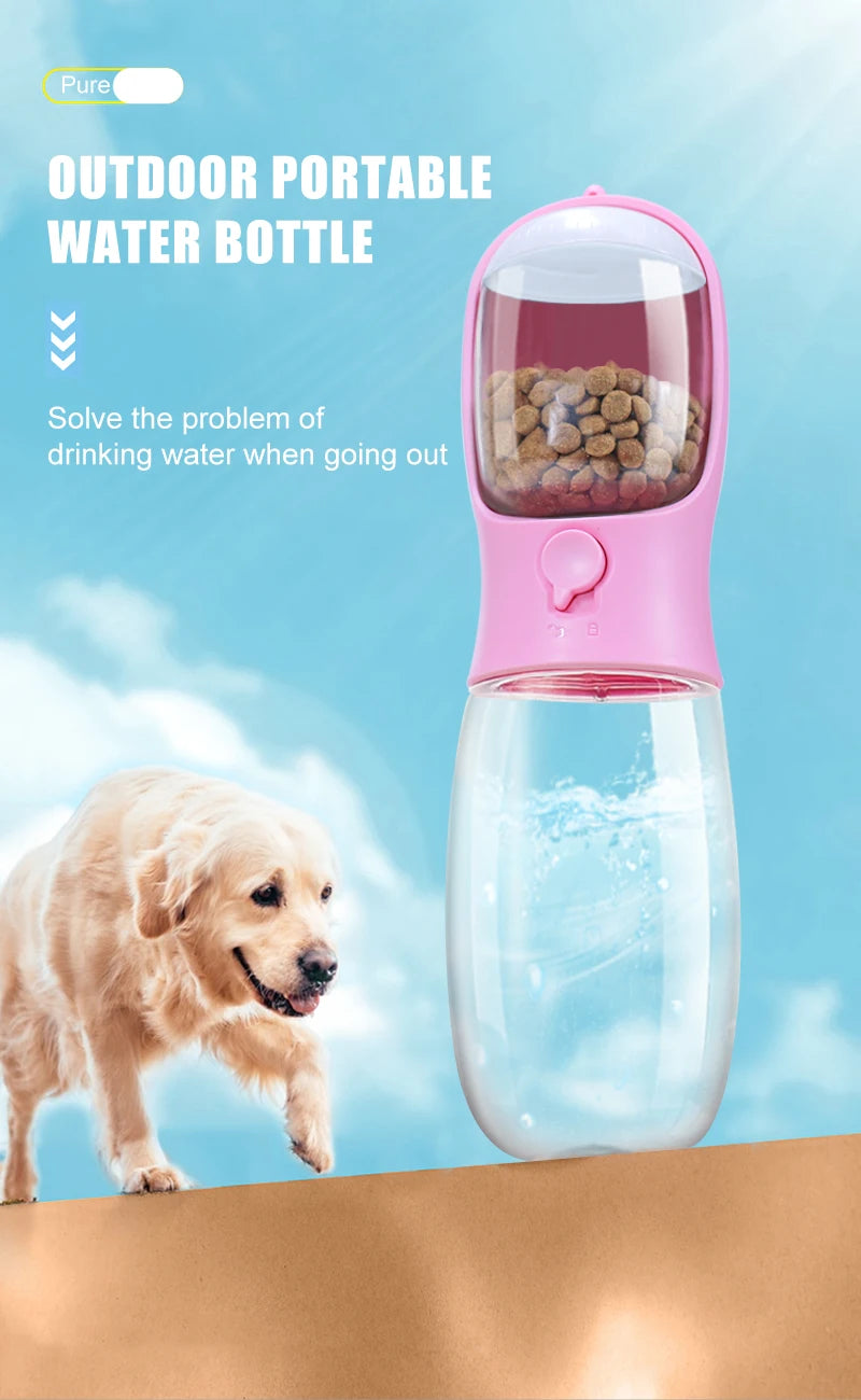 2 in 1 Portable Pet Dog Water and Food Bottle for Walking Feeder for Dogs Drinking Bottle