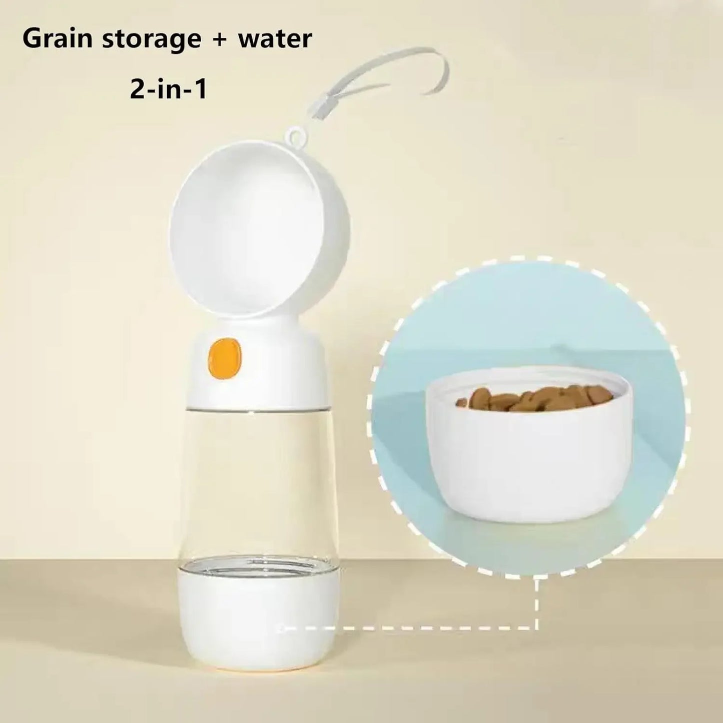 Dog Water Bottle with Food Container Portable Pet Water Bottle Leakproof Suitable for Pets.
