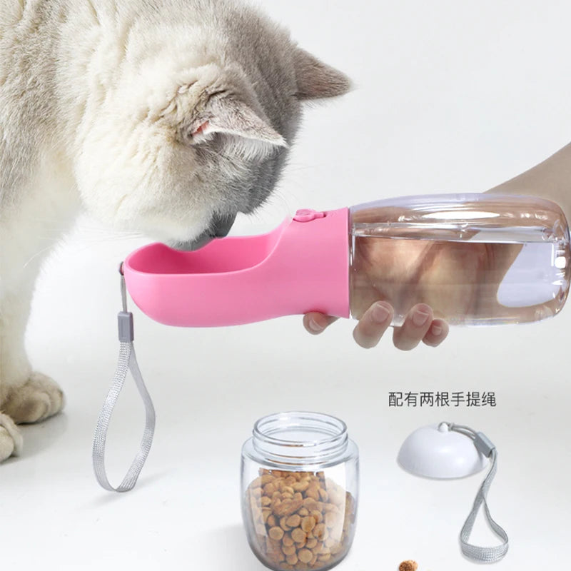 2 in 1 Portable Pet Dog Water and Food Bottle for Walking Feeder for Dogs Drinking Bottle